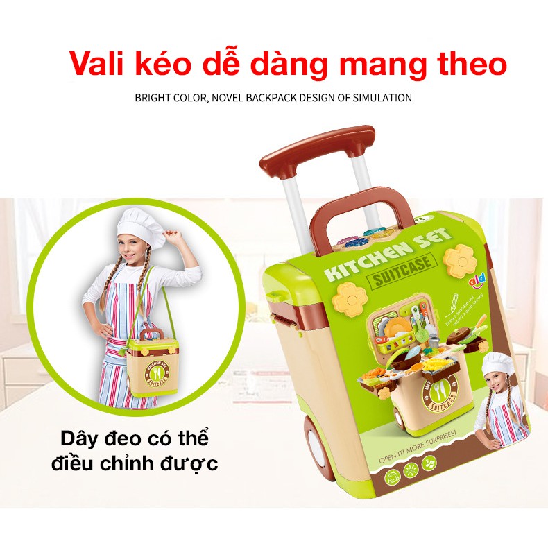 Đồ chơi nhà bếp hình vali đựng kéo có đèn và nhạc nâng cao hiểu biết và giao tiếp của bé