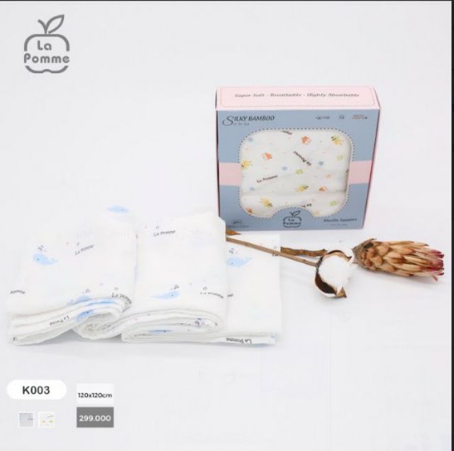 [CHÍNH HÃNG] Khăn đa năng sợi tre lụa mềm mại an toàn cho bé 120*120 La Pomme