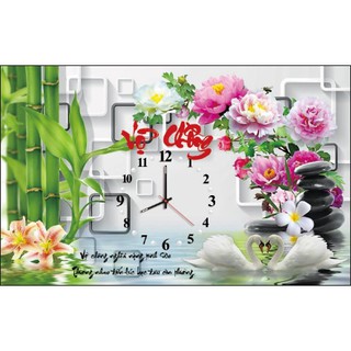 Tranh đính đá đồng hồ vợ chồng y8066