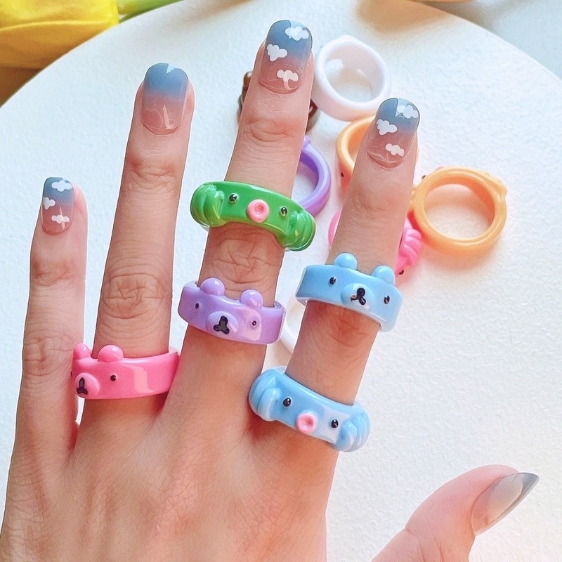 Nhẫn Acrylic Họa Tiết Hoạt Hình 3D Dễ Thương Cho Nữ