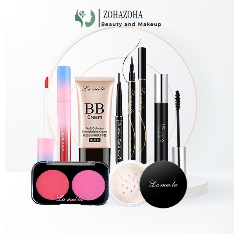 Bộ makeup nữ đầy đủ Lameila 7 món kem nền, phấn phủ, phấn má, kẻ mày, kẻ mắt, mascara, son kem lì BTD-L710 | BigBuy360 - bigbuy360.vn