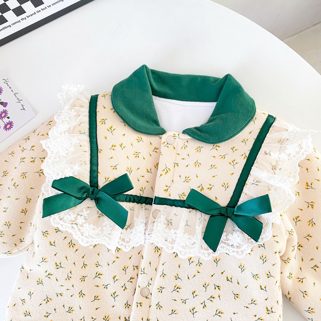 Bộ đồ liền thân Sanlutoz từ cotton thời trang mùa đông dành cho bé gái