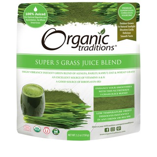 Bột nước ép 5 loại mạ hữu cơ Organic Traditions (150gr)