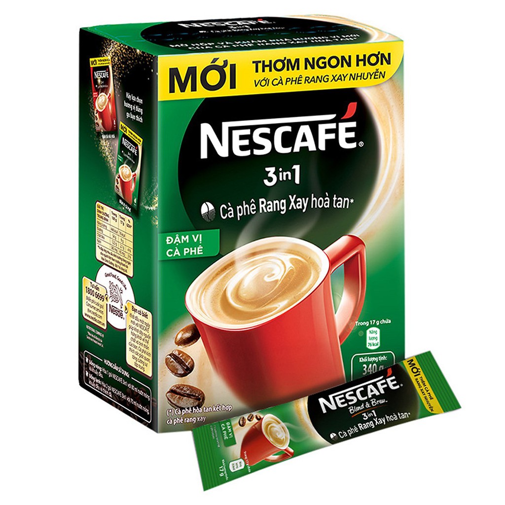[HCM] Nescafe 3in1 Đậm Vị Cà Phê 340g (20gói x 17g)