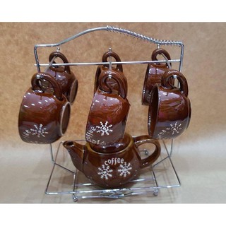 Bộ Ấm Chén Hoa Kèm Giá Treo