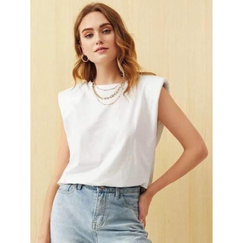 Áo crop top sát nách độn vai zara auth newtag S