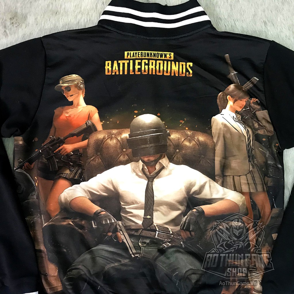 Áo khoác nam thời trang Gaming unisex 3D Đen, áo khoác PUBG Free Fire Game Online