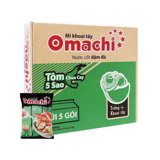 Mì khoai tây Omachi lẩu tôm chua cay – Thùng 30 gói x 78g