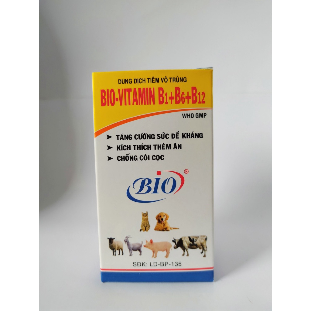 BIO VITAMIN B1+B6+B12 Tăng Sức Đề Kháng Cho Vật Nuôi chai 50ml