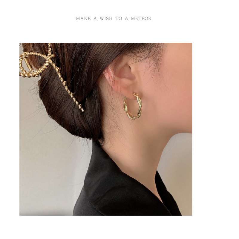 Bông tai kim loại thiết kế đơn giản phong cách retro Hàn Quốc 2023