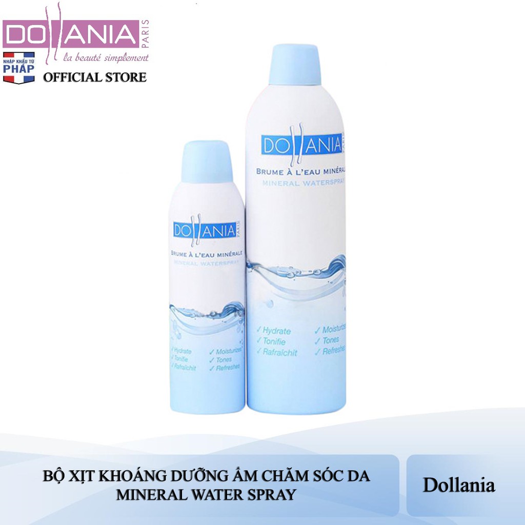 Bộ xịt khoáng dưỡng ẩm và cấp nước cho da Dollania 400ml và 150ml