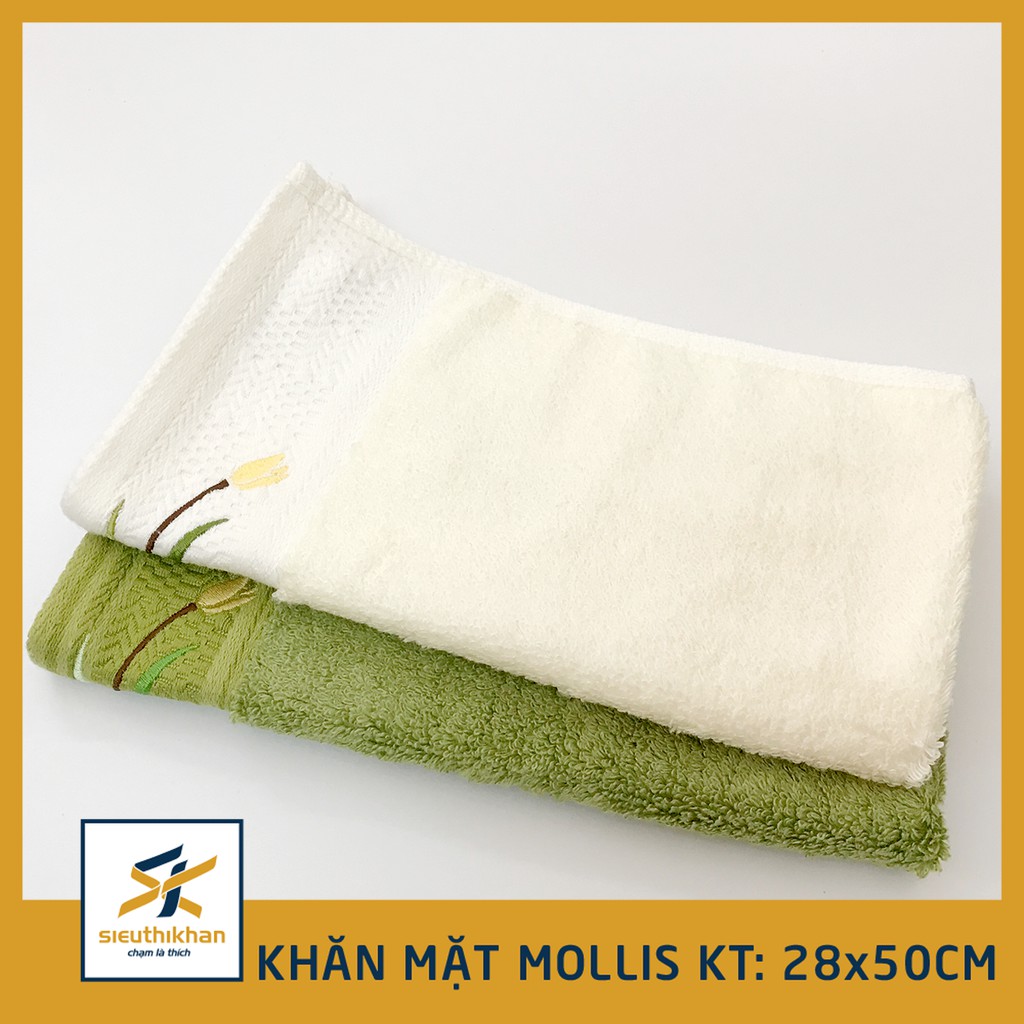 Khăn mặt cao cấp Mollis HME2 kích thước 28x50cm, mềm mịn, thấm nước | SIÊU THỊ KHĂN