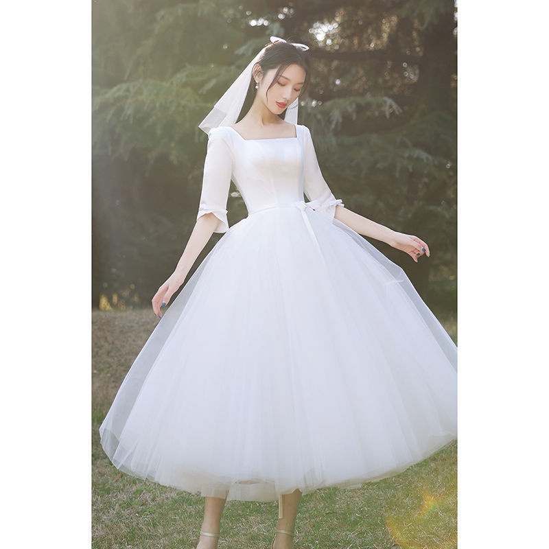 Đầm Cưới Dáng Ôm Màu Trắng Phong Cách Pháp Thời Trang Sang Trọng Cho Nữ