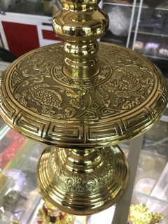 Chân đèn đồng điêu khắc dày cao 35cm