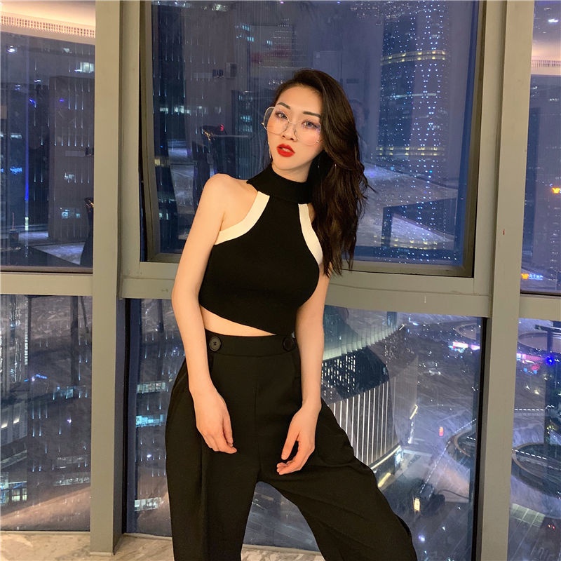 Áo Dây Đeo Cổ Cộc Tay Hở Eo Quyến Rũ Thời Trang Cho Nữ