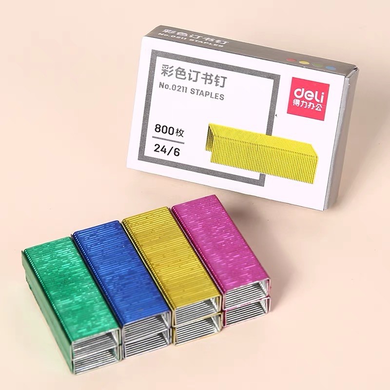 Đạn ghim mầu Deli 24/6, dập ghim colour