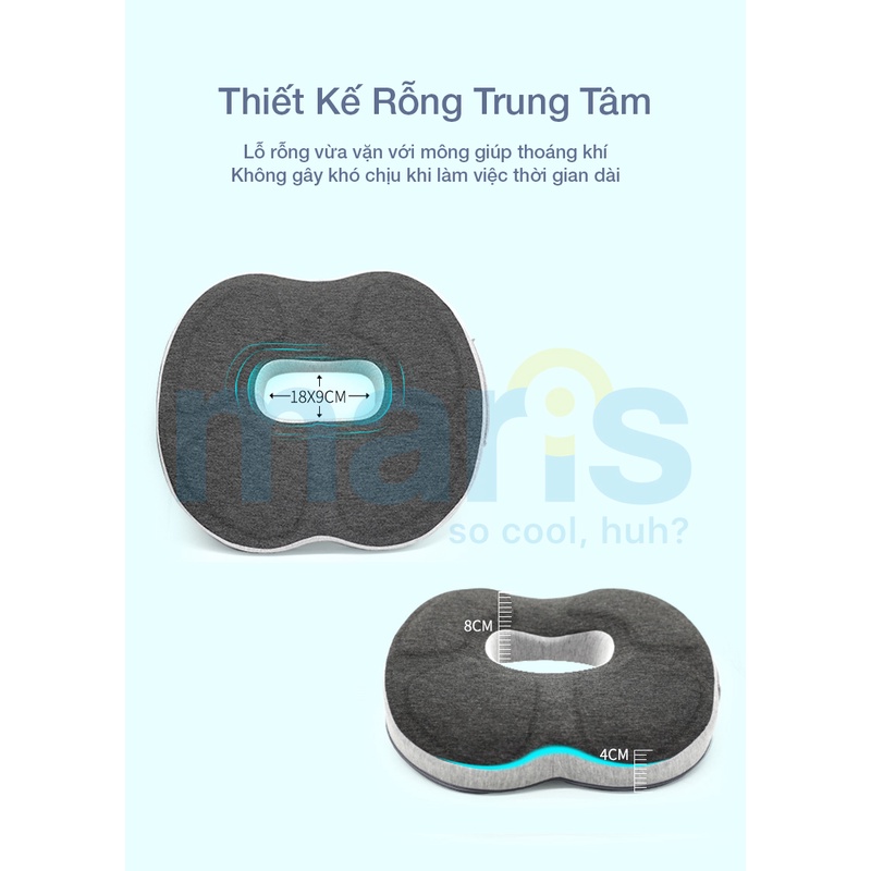 Đệm Ngồi Bệt Cao Su Non MARIS Mr - 502 Công Thái Học Size 44 x 39 x 8 Cm, Đệm Lót Ghế Văn Phòng