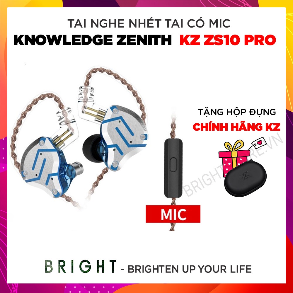 Tai Nghe Nhét Tai Có Mic Knowledge Zenith KZ ZS10 PRO 4BA + 1DD - Hàng Chính Hãng