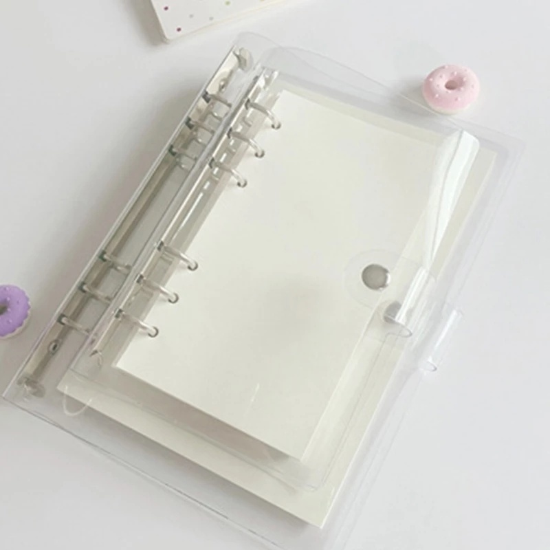 Bìa Kẹp Hồ Sơ/Sổ Tay Bằng PVC Trong Suốt Cỡ A7/A6/A5 Có 6 Vòng Đóng/Mở Tiện Dụng