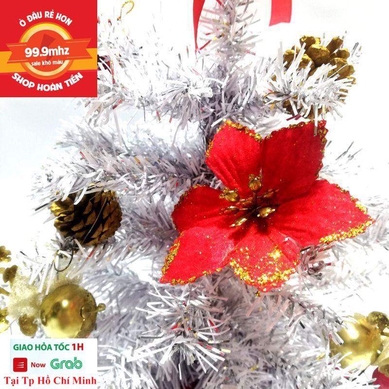Cây Thông Noel Để Bàn 40Cm Màu Trắng Đế Nhựa Bọc Vải Đỏ