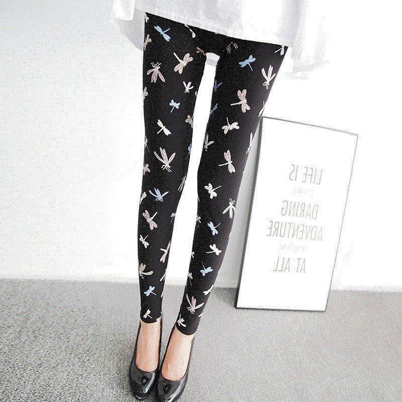 Quần Legging Dài Tới Mắt Cá Chân Dáng Ôm Co Giãn In Họa Tiết Nhỏ Thời Trang Xuân Hè Cho Nữ