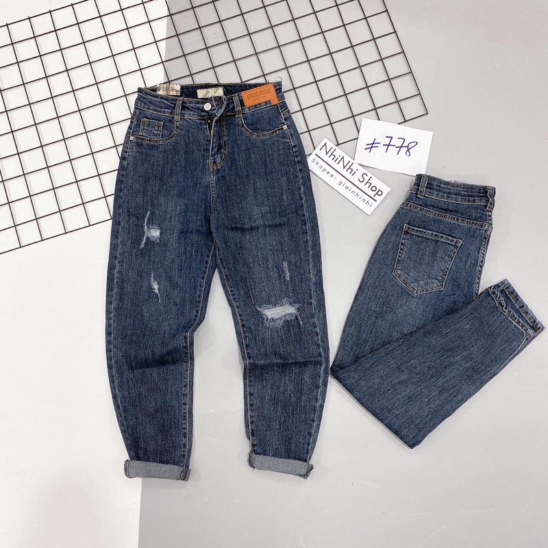 Quần bò nữ dáng boyfriend co dãn pha mác da DB778 - NhiNhi Shop