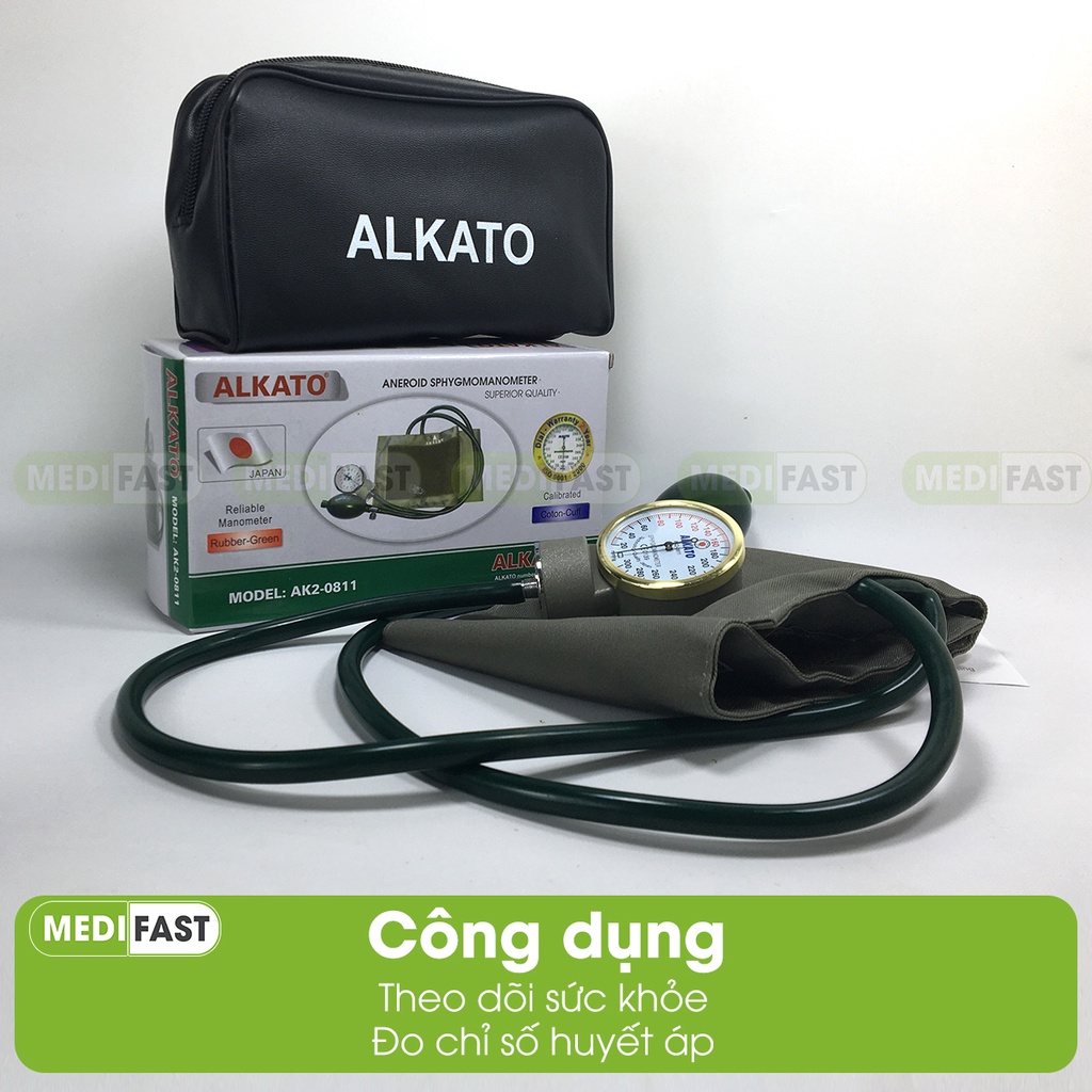 Bộ đo huyết áp cơ ALKATO - AK2 - 0811 - Được sản xuất từ Nhật Bản gồm đo huyết áp và tai nghe