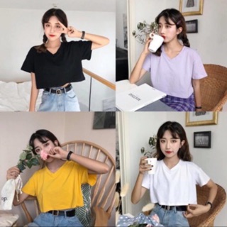 Áo Croptop cổ tim trơn basic dáng lửng