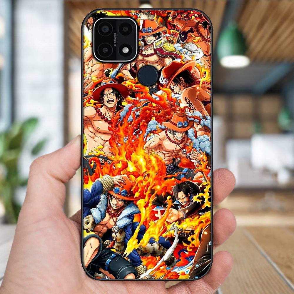 Ốp lưng Oppo A15, A15s viền đen in hình Ace One Piece