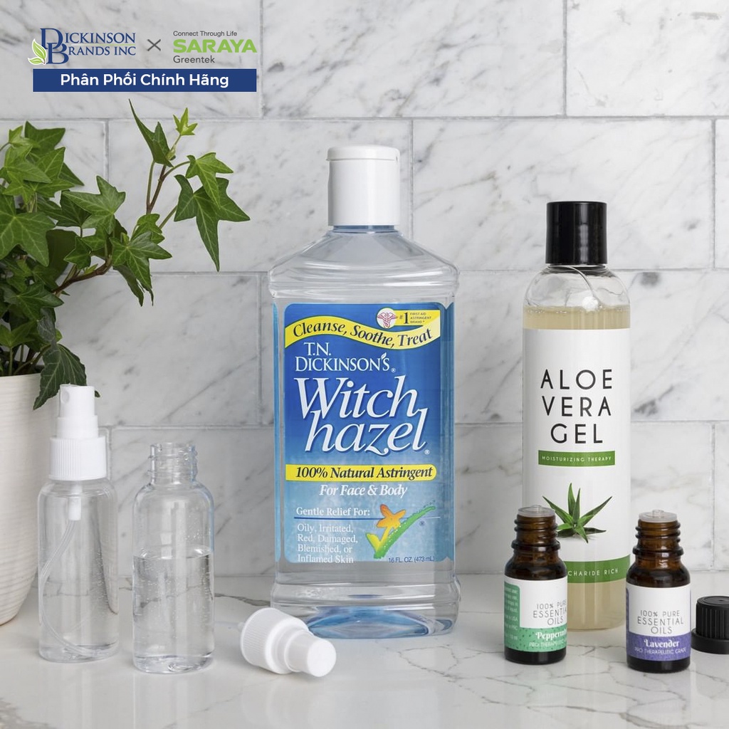 Toner T.N Dickinson's Witch Hazel 100% Natural Astringent For Face & Body, Làm Dịu Da Mặt & Cơ Thể - 237ml và 473ml