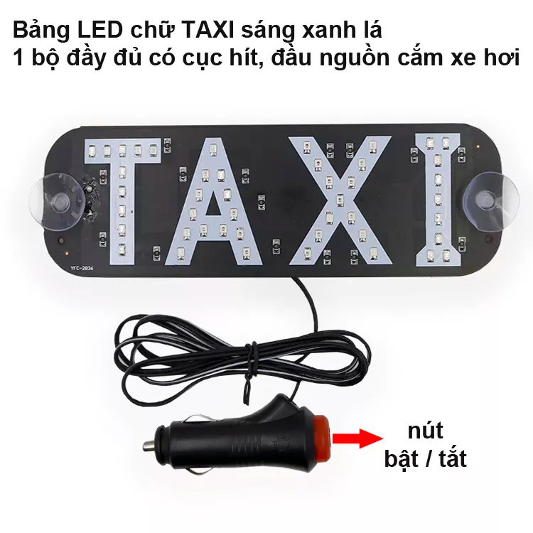 BẢNG Đèn Led chữ TAXI 12V Gắn Xe HƠI,XE MÁY,KÈM NGUỒN