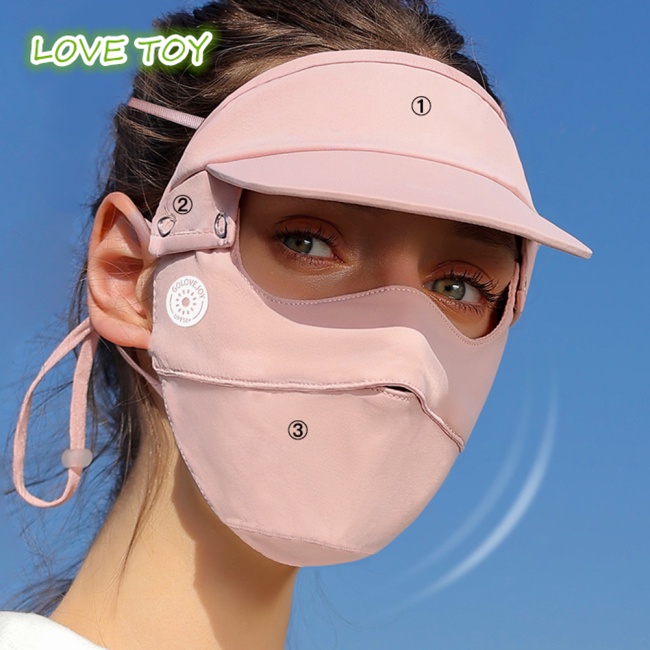 Nón Chống Nắng Kèm Khẩu Trang Chống Tia Uv Bằng Lụa Lạnh Thoáng Khí Dành Cho Nữ