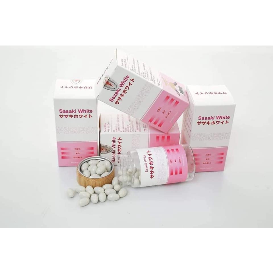 Sasaki White Viên Uống Thơ Cơ Thể, Trắng Da Mờ Nám 60 Viên - MP232
