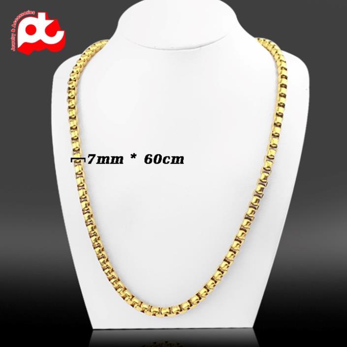 Dây chuyền nam cao cấp thời trang đẹp titan thép không gỉ kiểu bông dừa khít inox PT JEWELRY 7mm PTDCNA155