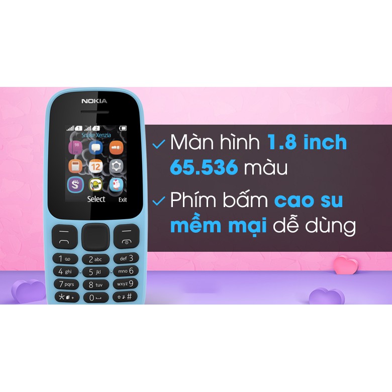 📱Điện thoại Nokia 105 Dual Sim (2017) hàng chính hãng bảo hành 12 tháng