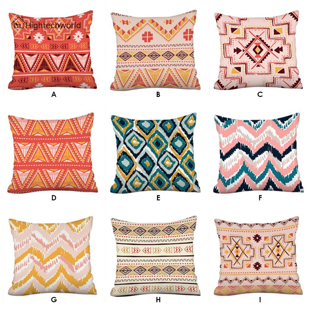 Hightechworld Geometric Print Pillow Cases Sofa Car Bedroom Peach Skin Throw Pillow Cover