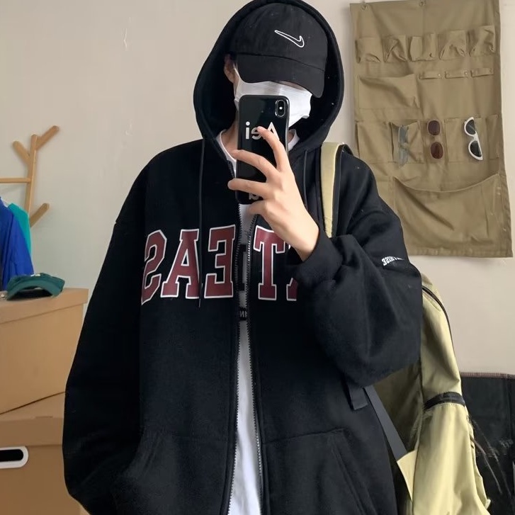 Áo hoodie Dáng Rộng In Chữ Phong Cách Hàn Quốc Thời Trang Cho Nam Và Nữ