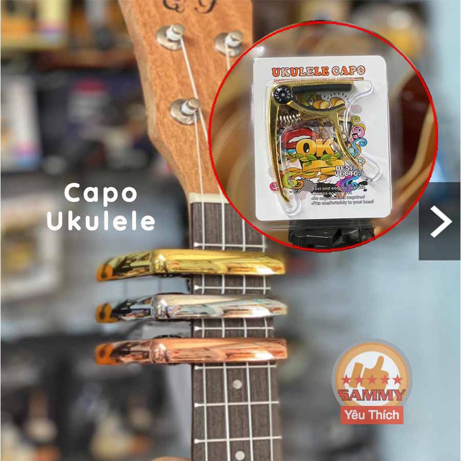 Tặng Giáo Trình Ukulele ] CAPO UKULELE ROCK MUSIC VÀNG GOLD / SILVER / HỒNG ROSE GOLD