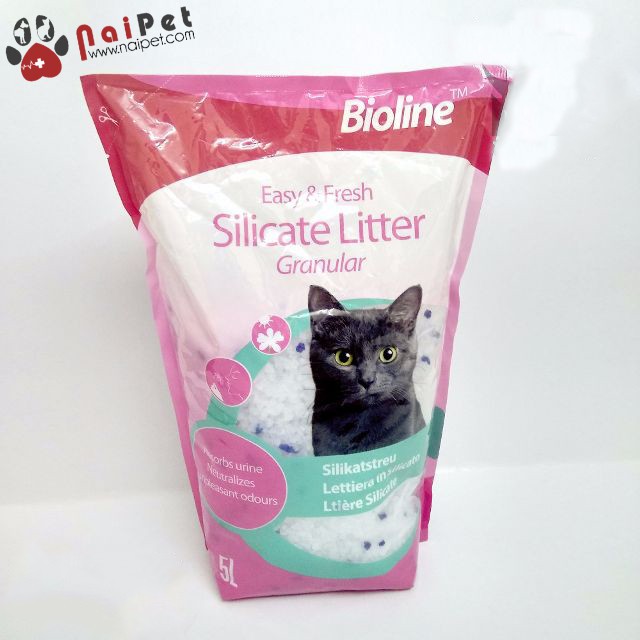 Cát Vệ Sinh Cát Thuỷ Tinh Cho Mèo Silicate Litter Bioline Túi 5L