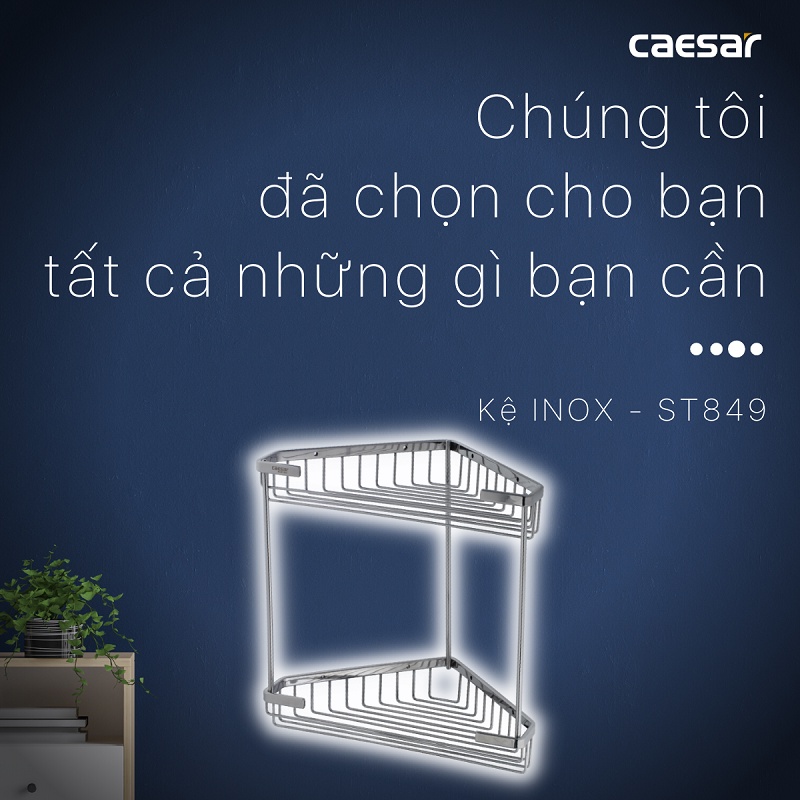 [Caesar] KỆ / KHAY INOX GÓC 2 TẦNG CAESAR ST849