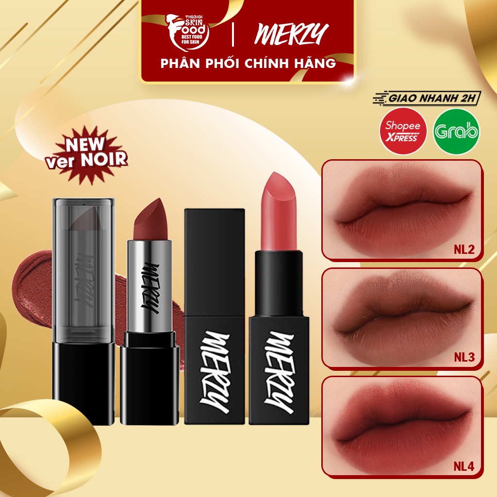 [Ver Noir] Son thỏi siêu lì, mịn mượt Hàn Quốc Merzy The First Lipstick