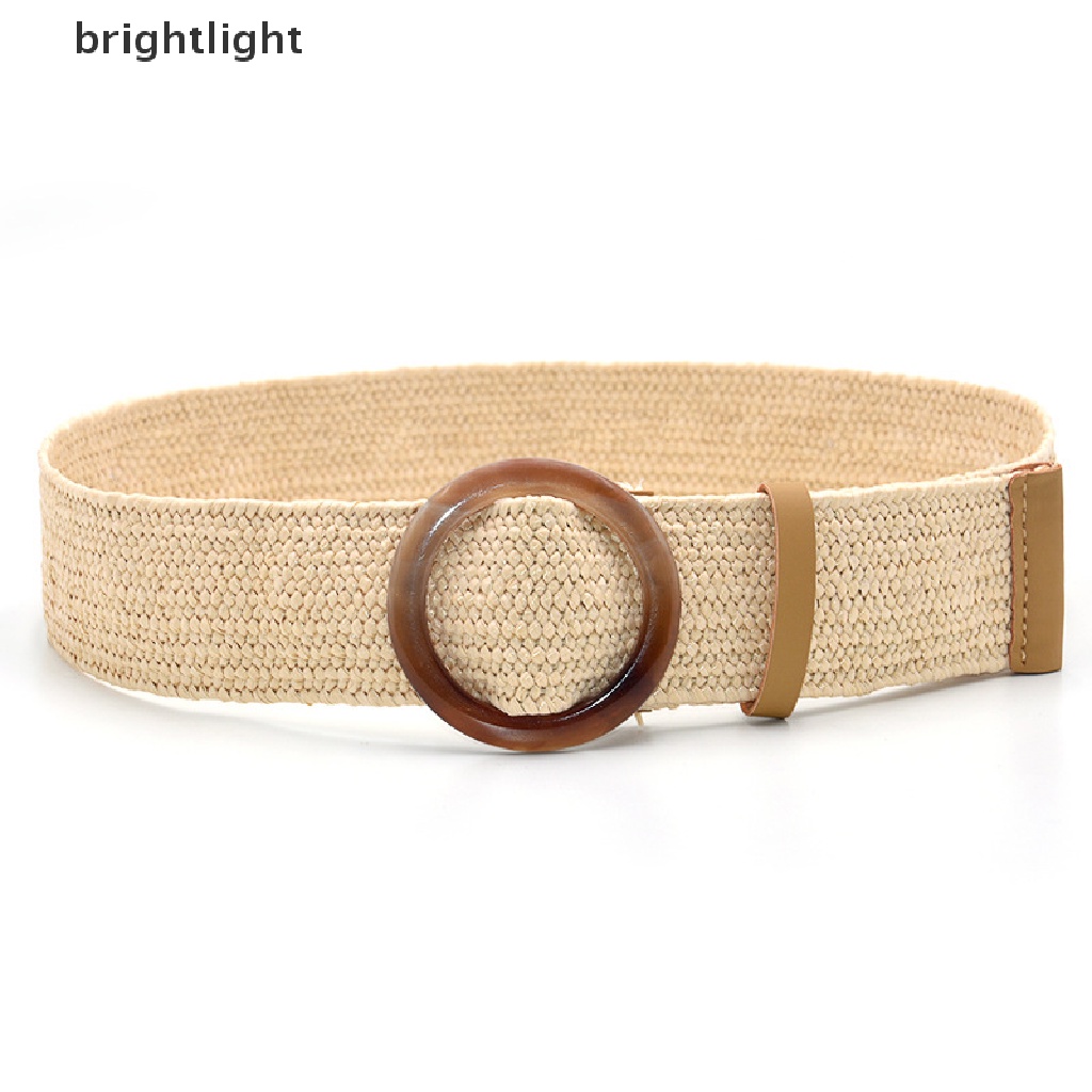 Thắt Lưng Đan Rơm Khóa Gỗ Tròn Kiểu Cổ Điển Thời Trang Mùa Hè