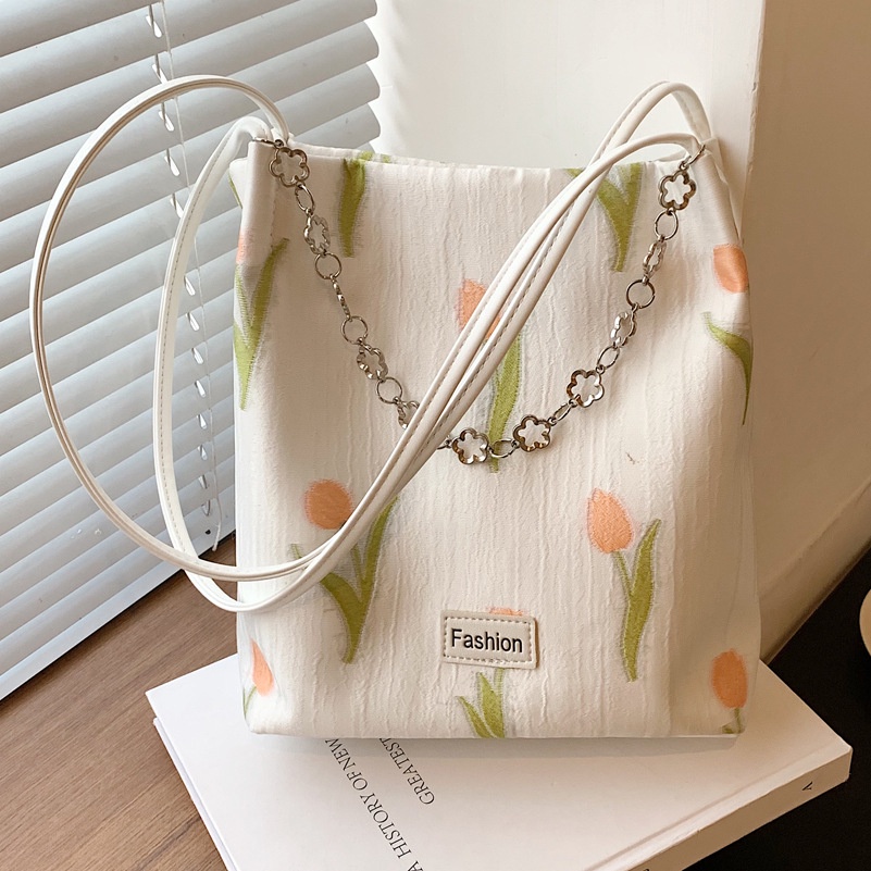 Túi đeo chéo JASMIN NOIR vải canvas phối dây xích thời trang dành cho nữ