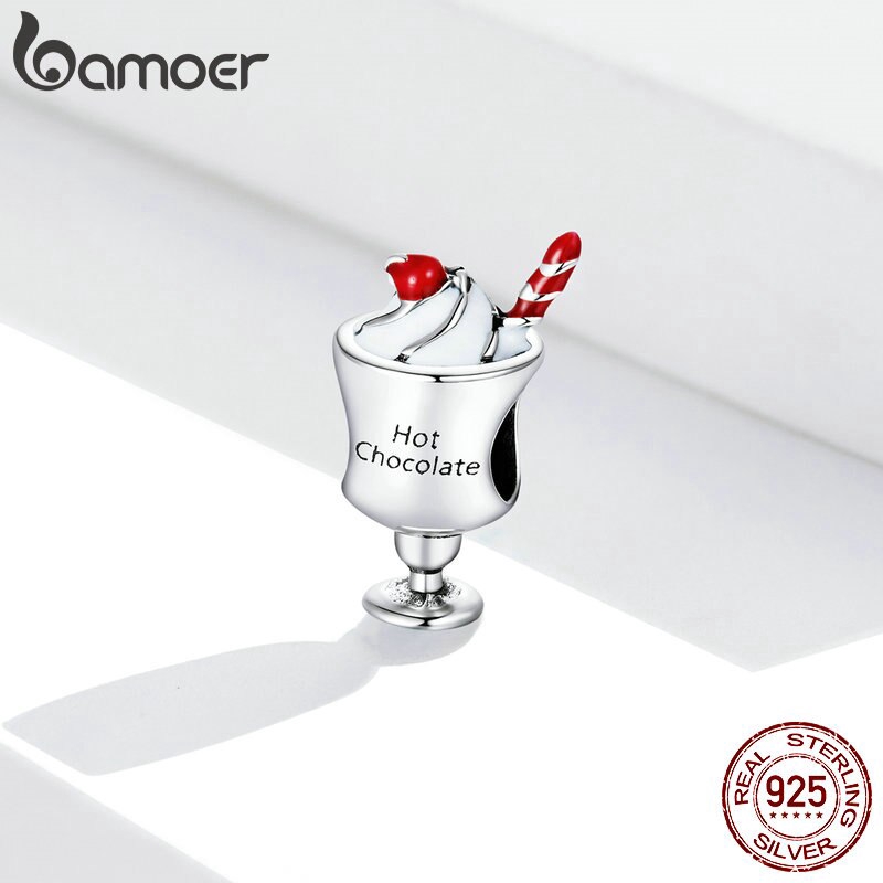Mặt trang sức Bamoer scc1495 bằng bạc 925 thiết kế hình cốc sô cô la xinh xắn DIY