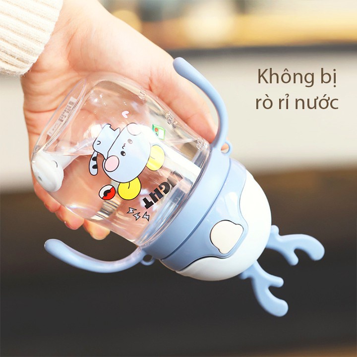 Bình nước cho bé, Bình nước tập uống có van chống sặc cao cấp 280/350/370ML đáng yêu cho bé