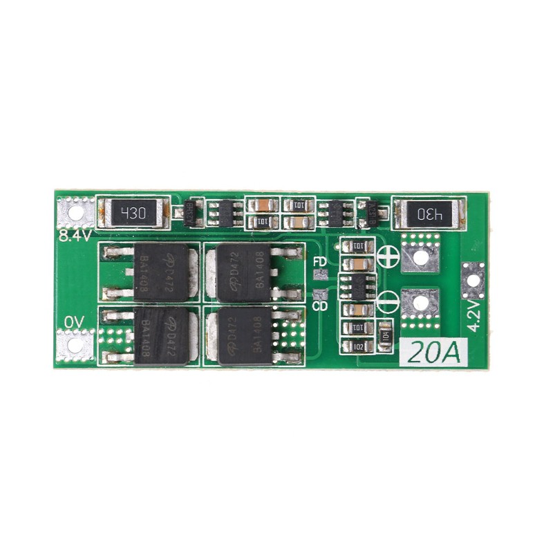 Bo mạch bảo vệ PCB BMS sạc pin 18650/Li-ion Lithium 2S 20A 7.4V 8.4V kích thước 4.5x1cm/4.8*2cm