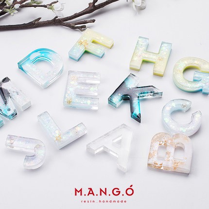 Khuôn silicon bảng chữ cái làm móc khoá resin MK21