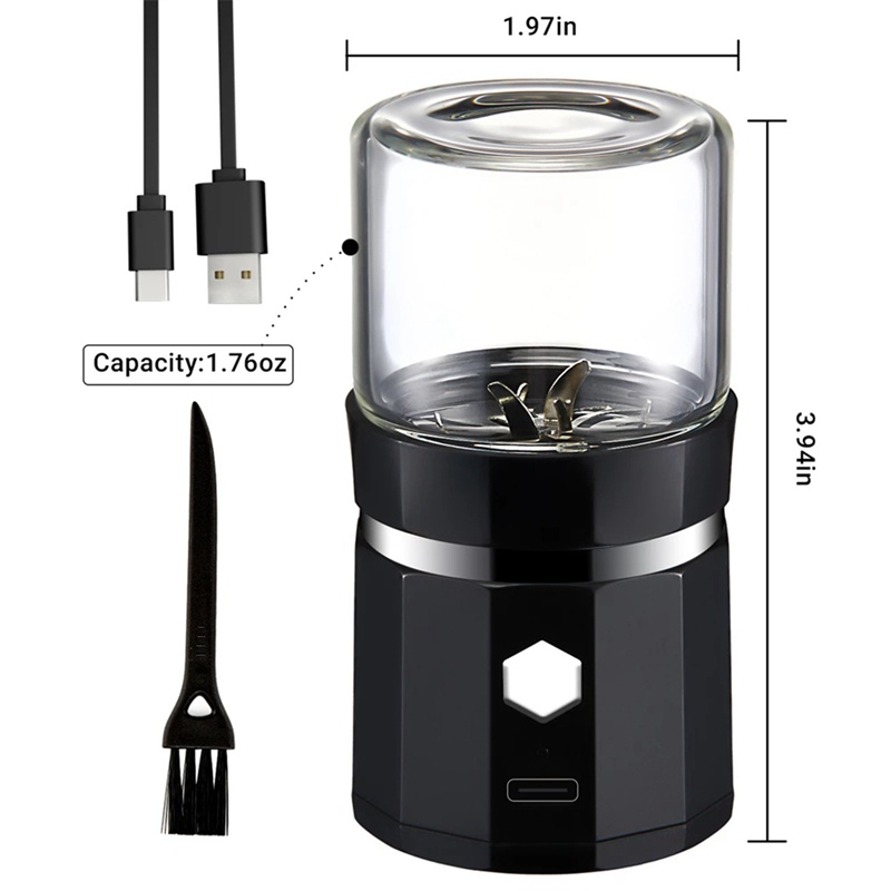 Máy xay điện Mini Máy xay vani cầm tay Máy xay có thể sạc lại USB với bàn chải làm sạch cho hương thảo trà