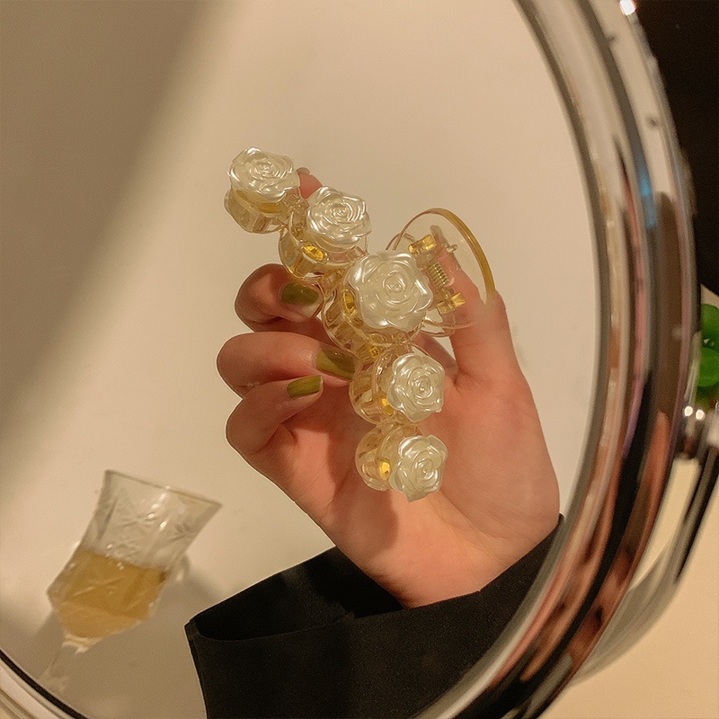 Kẹp Tóc Trong Suốt Đính Hoa Trà Trắng Thanh Lịch Kiểu Hàn Quốc Cho Nữ