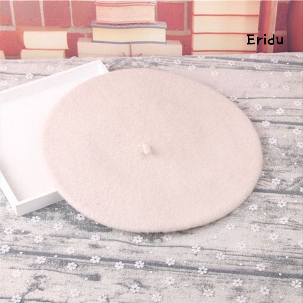 Mũ Beret Len Giả Màu Trơn Thời Trang Nữ Tính